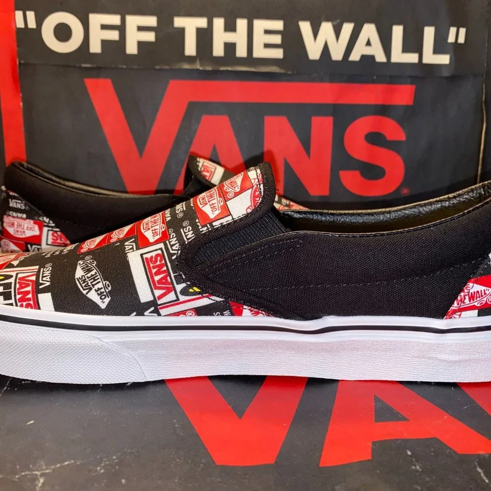 Vans Men's 4.5/Women's 6 Classic Slip-On Label Mix True White VN0A4BV3V9A